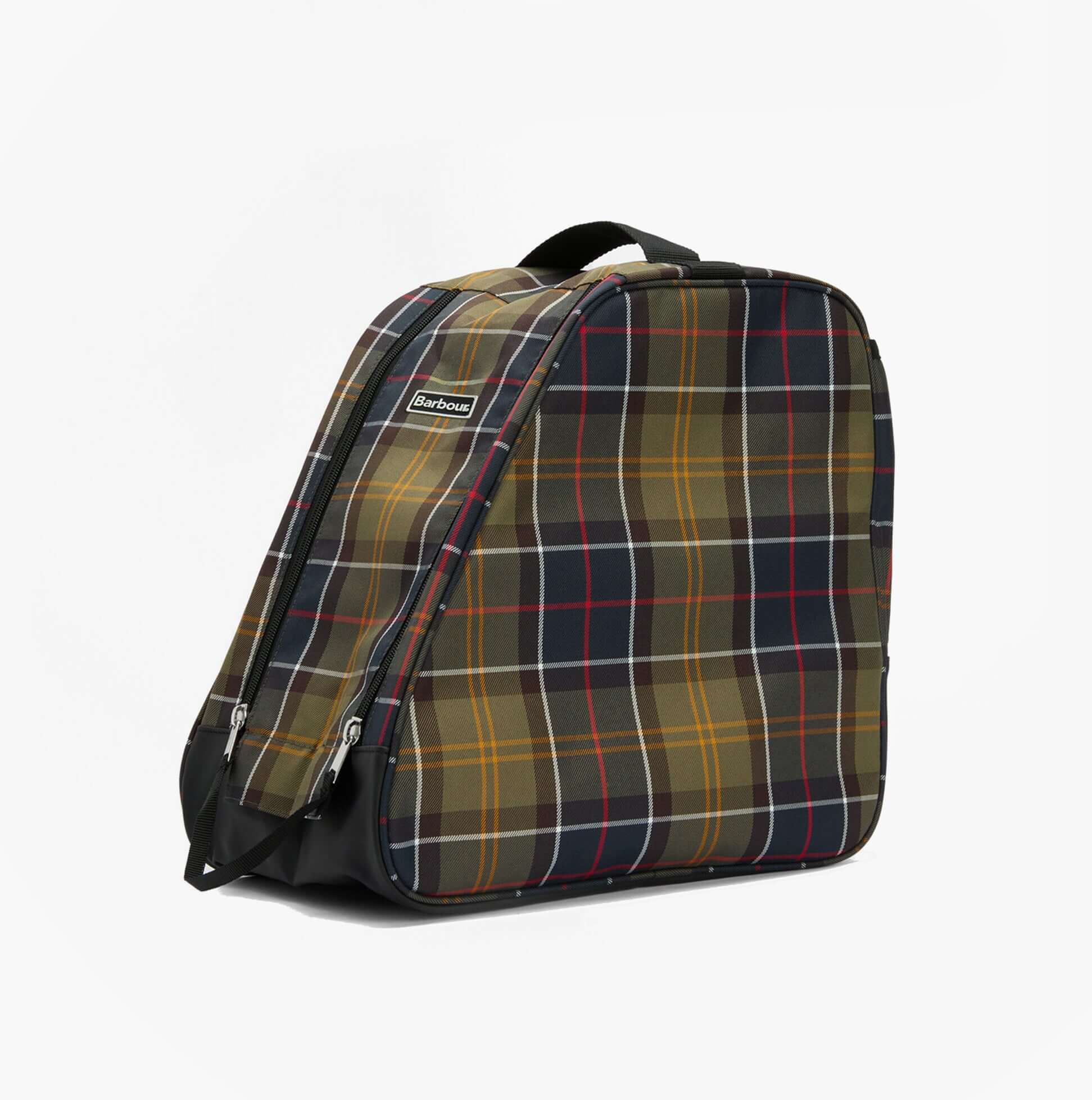 Barbour TARTAN Boot Bag Classic Tartan side view, featuring a zip closure and classic tartan design.
