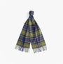 Barbour WOOL CASHMERE TARTAN Mens Winter Classic, detail view of a green and blue plaid scarf.