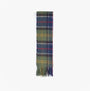 Barbour WOOL CASHMERE TARTAN Mens Winter Classic scarf, front view, featuring plaid pattern in green, navy and red.