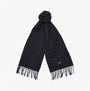 Barbour PLAIN LAMBSWOOL Mens Winter Black scarf front view with fringe detail, elegant lambswool design.