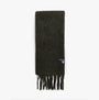 Barbour PLAIN LAMBSWOOL Mens Winter Seaweed front view of scarf with fringed edges.