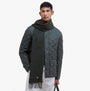 Barbour PLAIN LAMBSWOOL Mens Winter Seaweed scarf worn by model, front view, styled with a quilted jacket.