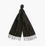 Barbour PLAIN LAMBSWOOL Mens Winter Seaweed scarf, detail view showing texture and fringes.