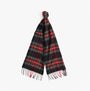 Barbour NEW CHECK Unisex Adults Tartan Scarf Black Stewart, front view, showcasing all-over checked pattern and tasselled hem.