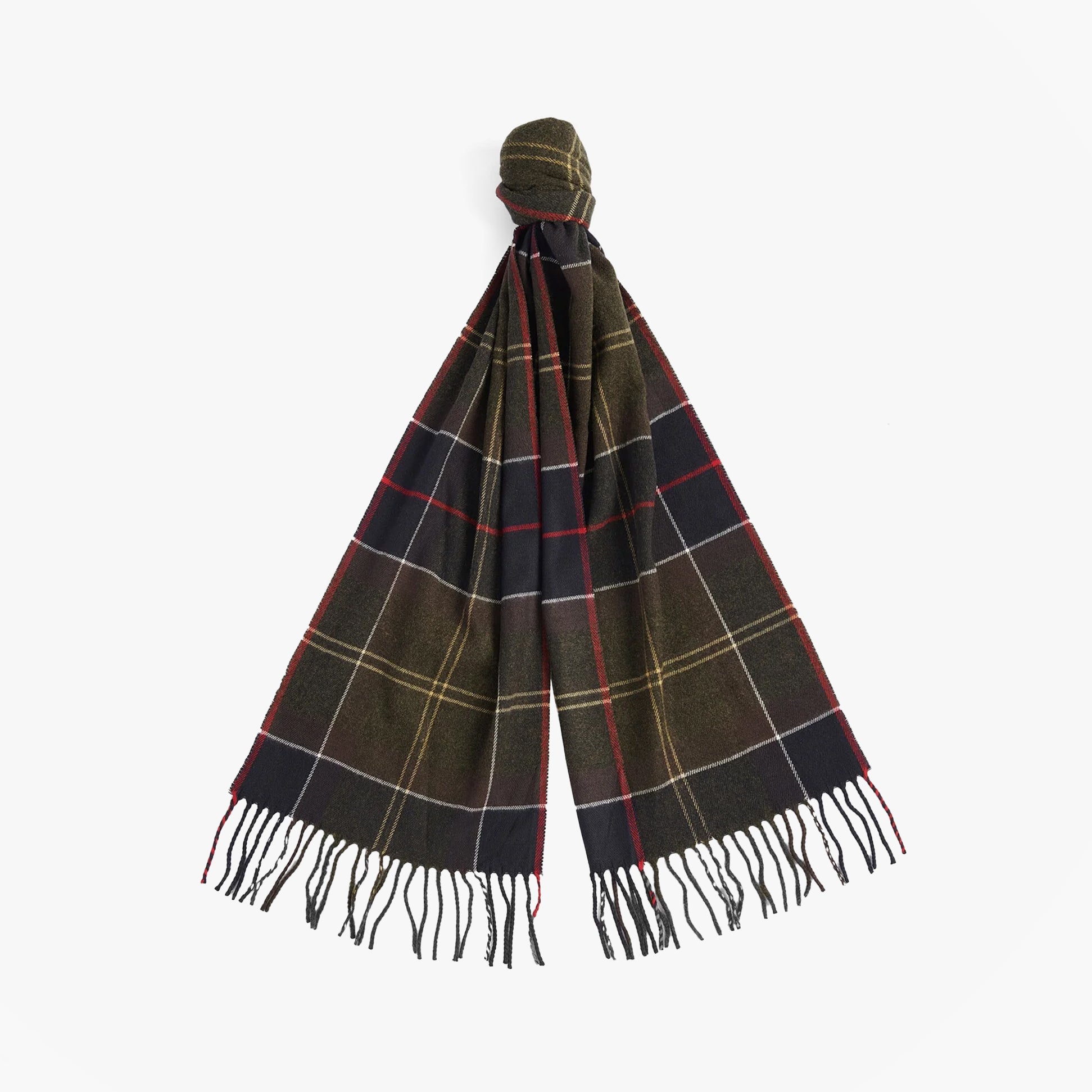 Barbour GALINGALE Unisex Adults Tartan Scarf Classic, front view, showcasing tartan pattern and tasselled hem.