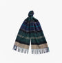 Barbour INVERNESS TARTAN Mens Scarf Green Loch front view, showcasing vibrant tartan design and soft lambswool fabric.