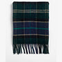 Barbour YAXLEY Unisex Adults Tartan Scarf Green Loch front view showcasing soft wool blend and classic tartan design.