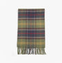 Barbour GALSTON TARTAN Mens Winter Classic front view wool scarf with green and plaid pattern.