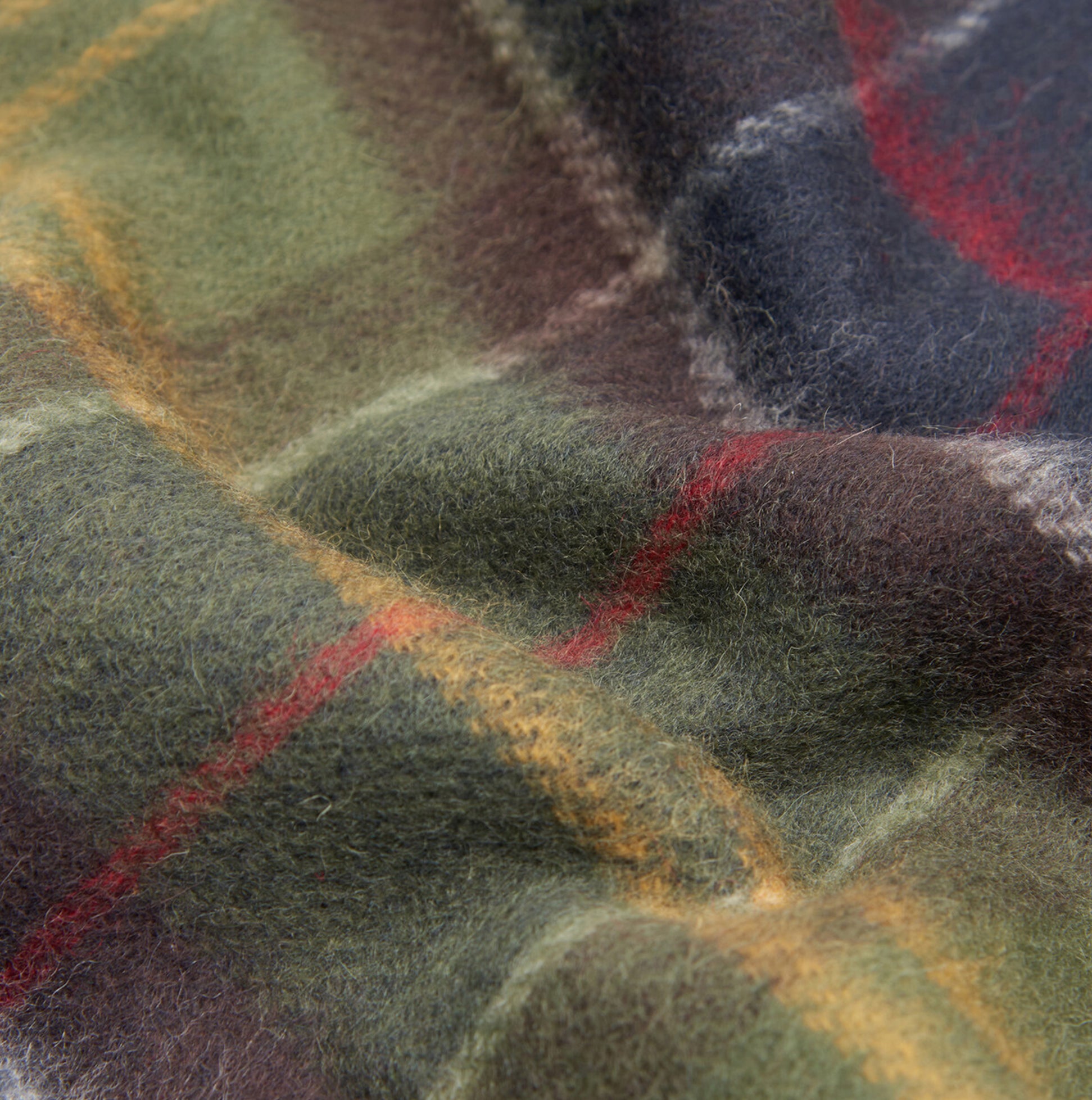 Barbour GALSTON TARTAN Mens Winter Classic detail view of wool fabric in green and red pattern