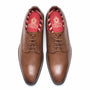 Base London SHILLING Mens Leather Derby Shoes Tan top view showing lace-up design and leather upper.