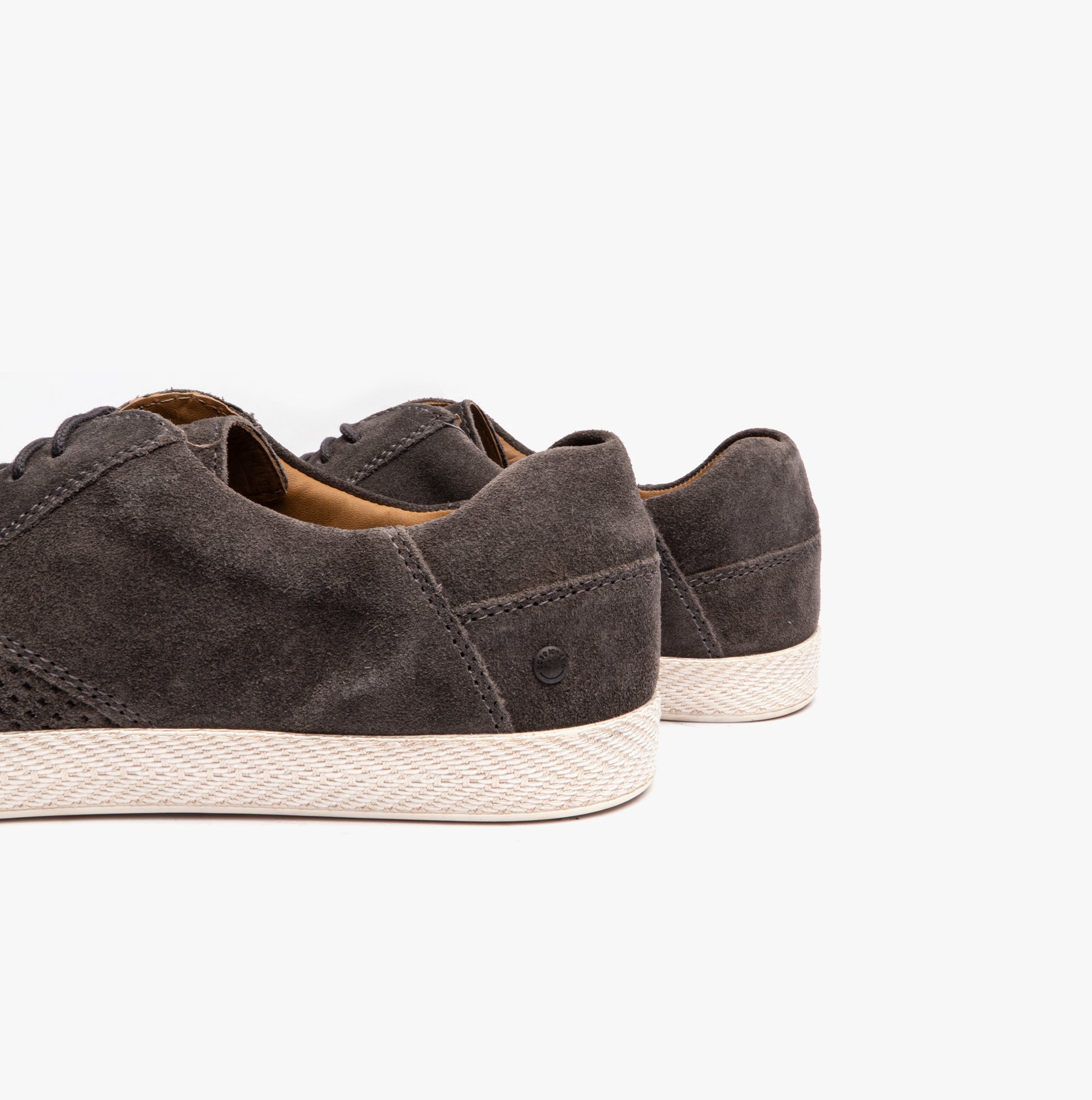 Base London KEEL Mens Perforated Suede Casual Shoes Grey side view showing suede upper and lace-up closure