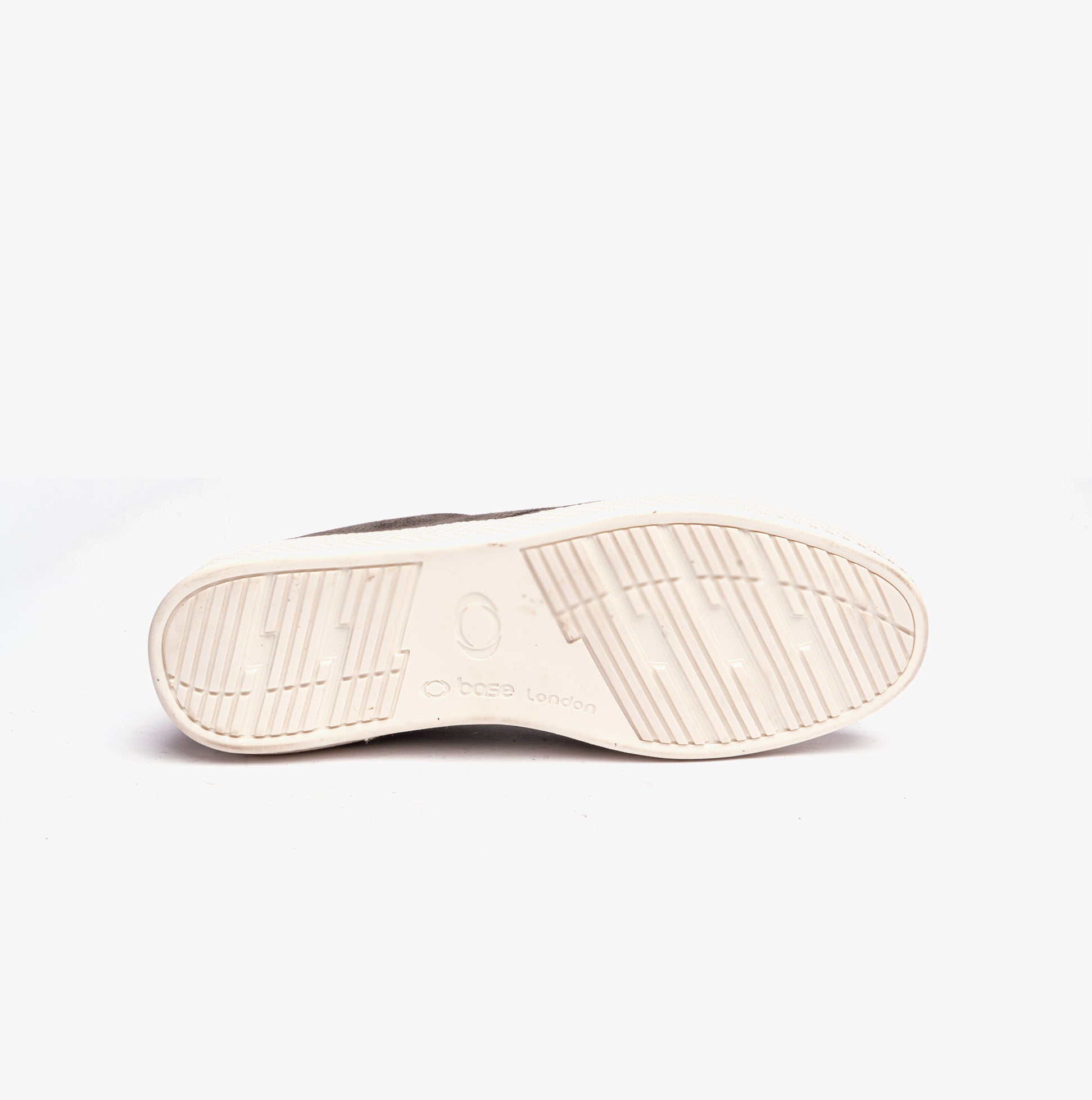 Base London KEEL Mens Perforated Suede Casual Shoes Grey bottom view showing sole design and texture.