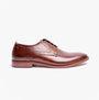 Side view of Base London SCRIPT Mens Leather Derby Shoes Brown showcasing sleek leather design and lace-up closure.