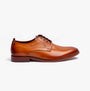 Base London SCRIPT Mens Leather Derby Shoes Tan side view showing smooth leather upper and lace-up closure.