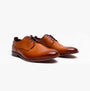 Base London SCRIPT Mens Leather Derby Shoes Tan - side view showcasing the smooth leather finish and lace-up design.