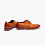 Base London SCRIPT Mens Leather Derby Shoes Tan side view, showcasing stylish leather design and lace-up closure.