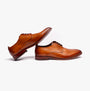 Base London SCRIPT Mens Leather Derby Shoes Tan side view showcasing leather upper and lace-up closure.