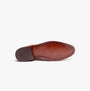 Base London SCRIPT Mens Leather Derby Shoes Tan bottom view, showcasing the resin sole for durability and comfort.