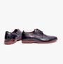 Base London SCRIPT Mens Leather Derby Shoes Navy rear view, showcasing premium leather and lace-up design.