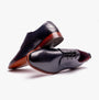 Base London SCRIPT Mens Leather Derby Shoes Navy - side and rear view showcasing stylish design and quality craftsmanship.