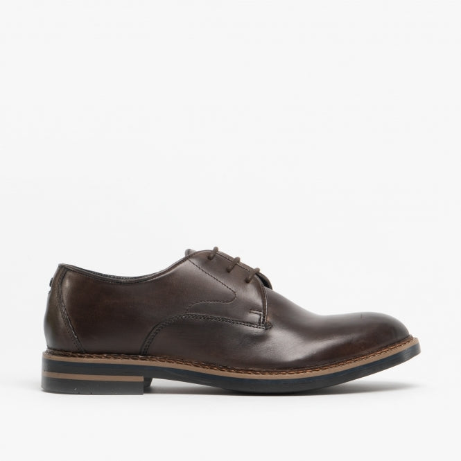 Base London WAYNE Mens Shoes Cocoa side view showing leather derby design and lace-up closure.