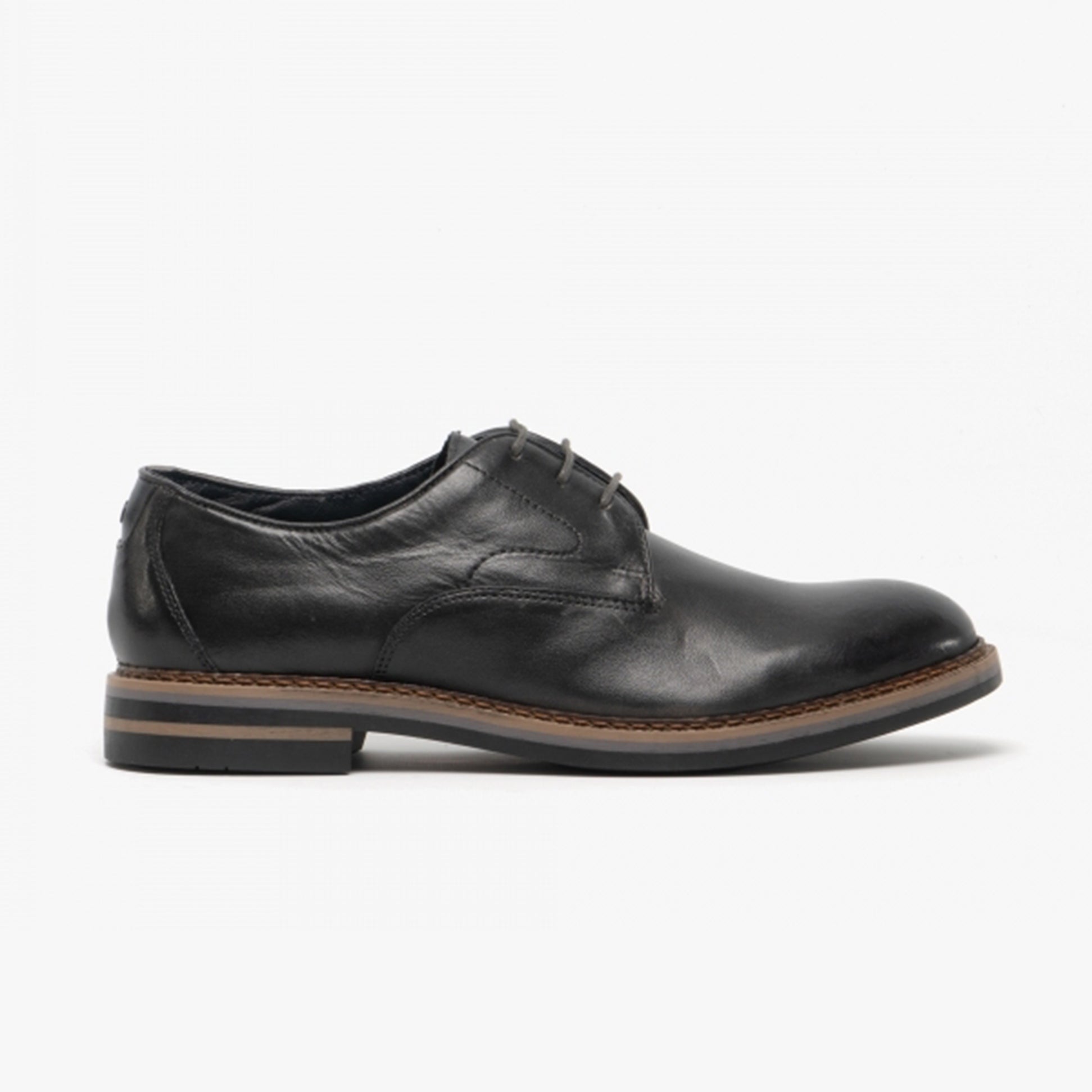 Base London WAYNE Mens Shoes Grey side view showcasing leather upper and lace-up design.