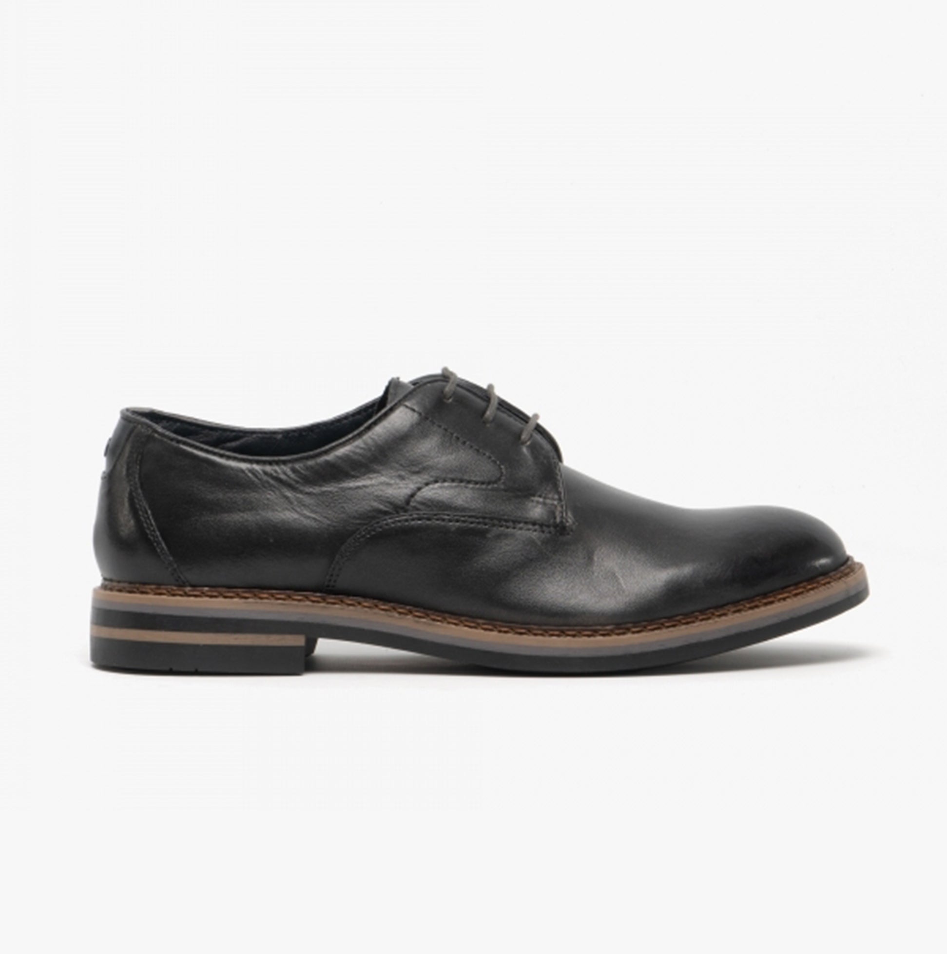 Base London WAYNE Mens Shoes Grey side view showcasing leather upper and lace-up design.