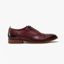 Base London CAST Mens Leather Brogue Shoes Bordo side view featuring burgundy leather and brogue detailing.