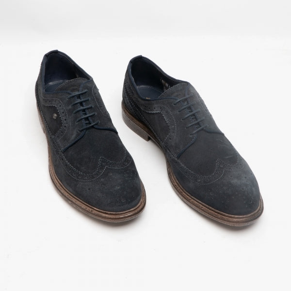 Base London ONYX Mens Brogues Shoes Navy top view showcasing suede upper and lace-up design