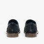 Base London ONYX Mens Brogues Shoes Navy back view of suede derby shoes with lace-up design and flat heel.
