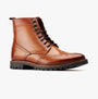 Base London BOONE Mens Leather Oxford Brogue Boots Tan side view showcasing the leather upper, lace-up closure, and detailed brogue design.