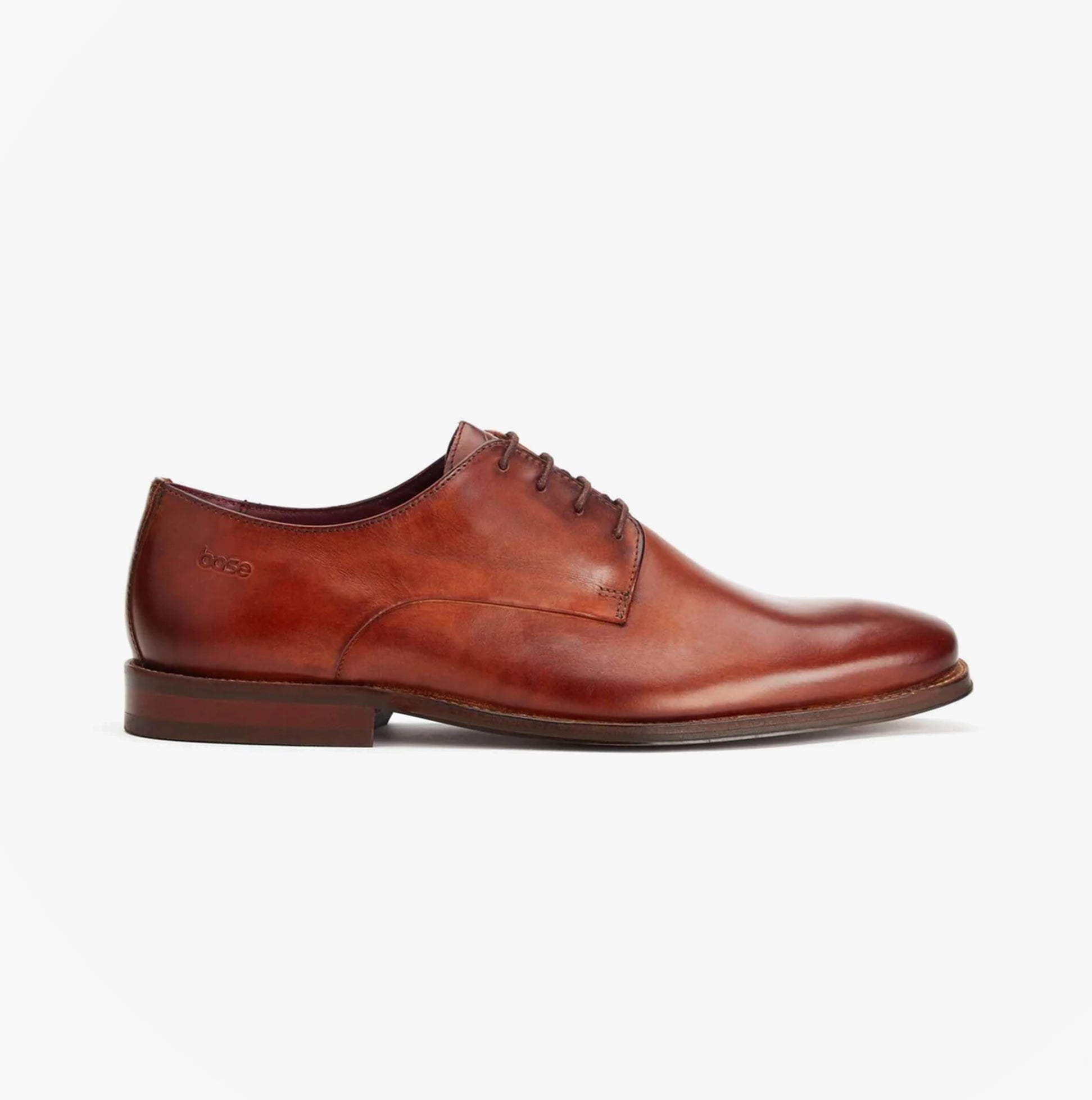Base London MARLEY Mens Shoes Tan side view showing leather upper and lace-up design.