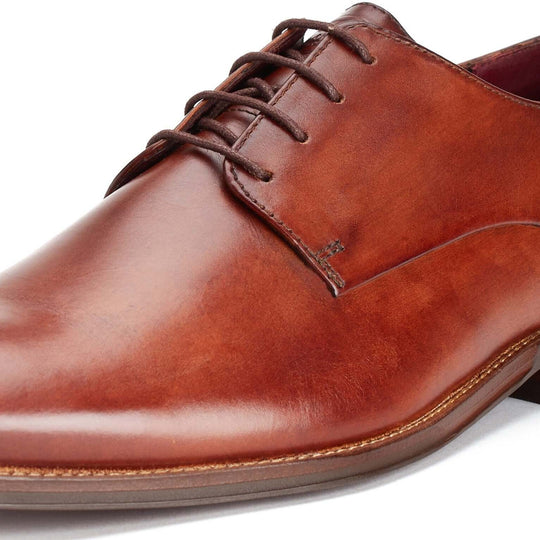 Base London MARLEY Mens Shoes Tan detail view showing leather upper with lace-up closure.