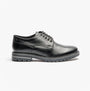 Base London HALSEY WAXY Mens Formal Lace Up Shoes Black side view showing sleek leather design and lace-up detail.