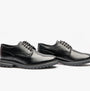 Base London HALSEY WAXY Mens Formal Lace Up Shoes Black side view, showcasing sleek leather upper and lace-up design.