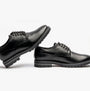 Base London HALSEY WAXY Mens Formal Lace Up Shoes Black side view showcasing leather upper and round toe.