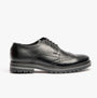 Base London GIBBS WAXY Mens Formal Lace Up Shoes Black side view showcasing leather upper and lace-up design.