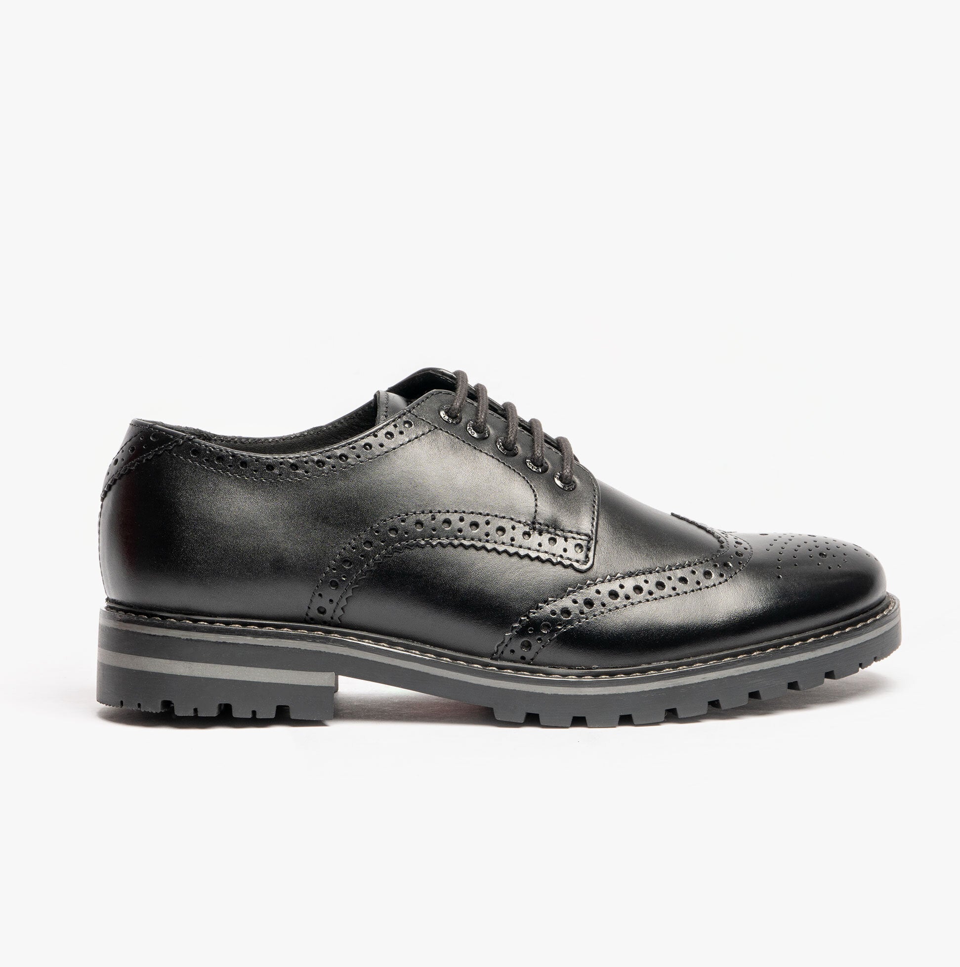 Base London GIBBS WAXY Mens Formal Lace Up Shoes Black side view showcasing leather upper and lace-up design.