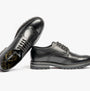 Base London GIBBS WAXY Mens Formal Lace Up Shoes Black side view showcasing leather upper and lace-up design.