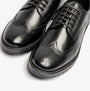 Base London GIBBS WAXY Mens Formal Lace Up Shoes Black top view showcasing detailed brogue design.