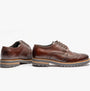 Base London GIBBS WASHED Mens Formal Lace Up Shoes Dark Brown side and rear view showcasing leather upper and brogue detail.