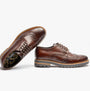 Base London GIBBS WASHED Mens Formal Lace Up Shoes Dark Brown side view with detailed design and rubber sole.