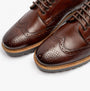 Base London GIBBS WASHED Mens Formal Lace Up Shoes Dark Brown detail view showing leather upper and brogue design.