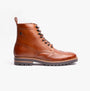 Base London GROVE WASHED Mens Boots Burnt Tan side view, casual ankle boots in burnt tan leather with lace-up closure.
