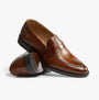 Base London KENNEDY Mens Shoes Burnt Tan side view and angled perspective of leather loafers.