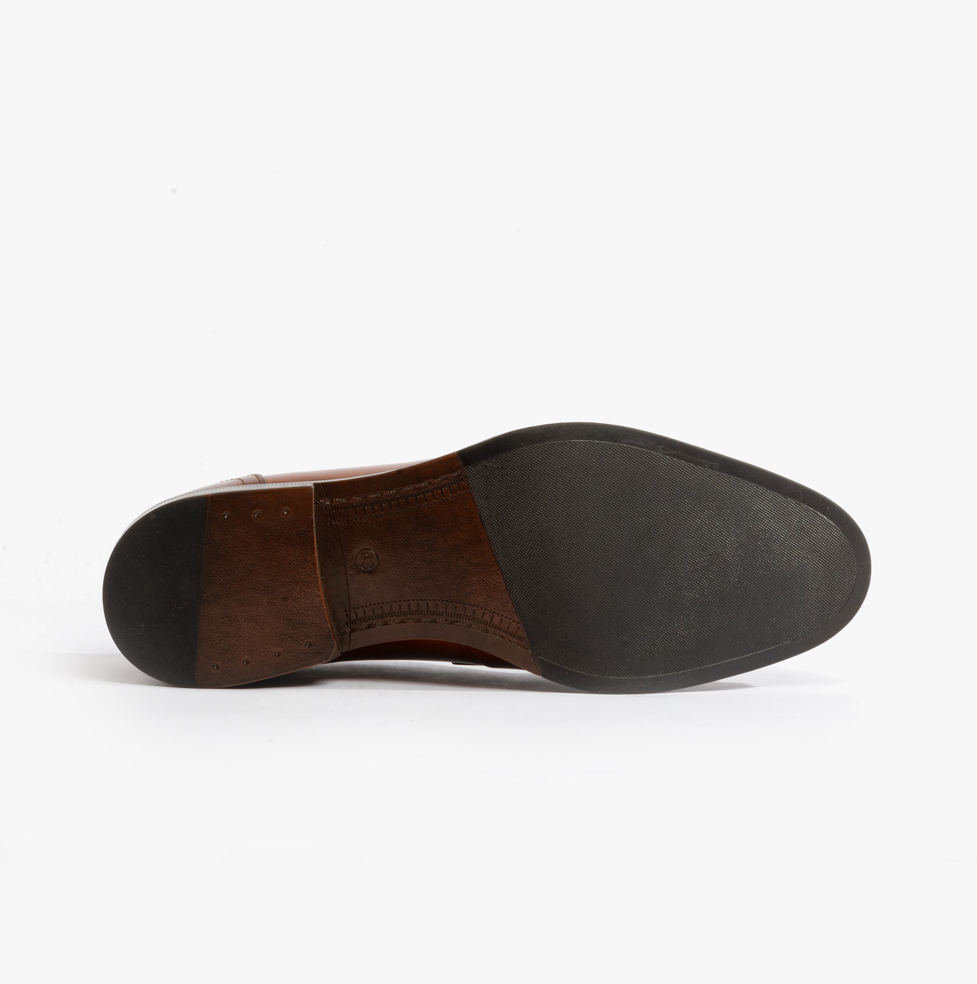 Base London KENNEDY Mens Shoes Burnt Tan bottom view showcasing the shoe's sole and detailing.