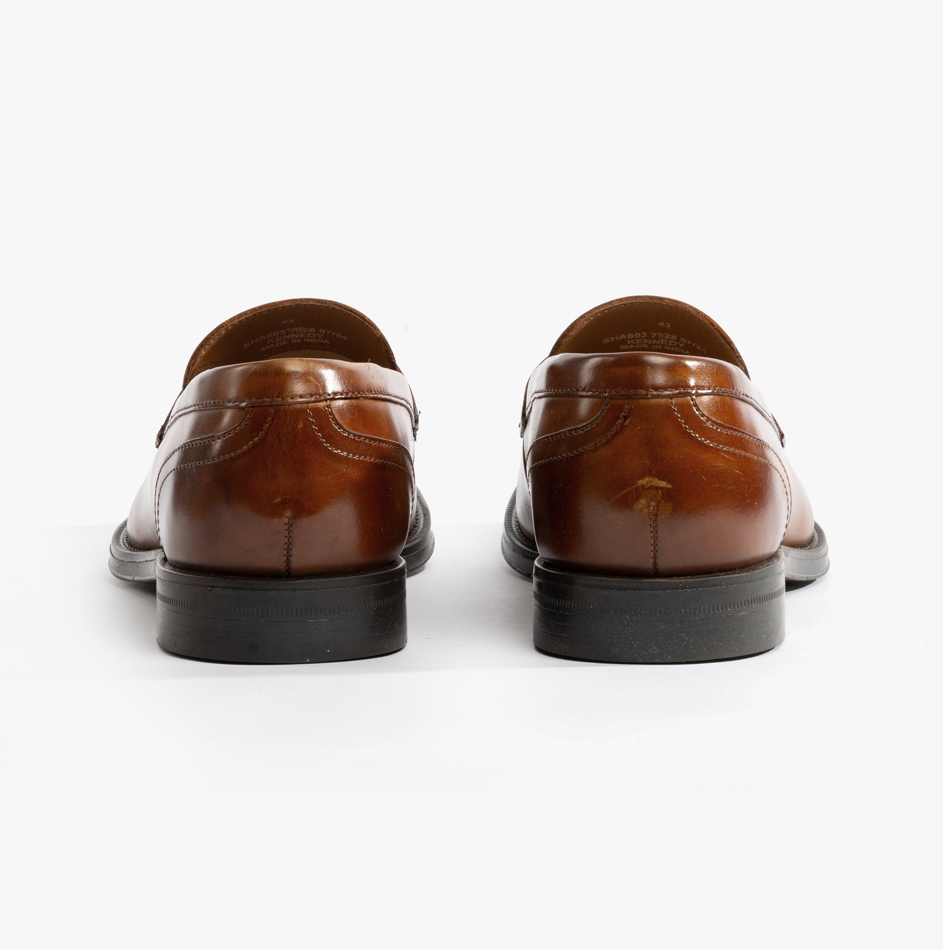 Base London KENNEDY Mens Shoes Burnt Tan rear view showing polished leather and low top design.