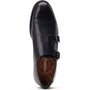 Base London DIABLO Mens Shoes Black top view showcasing the sleek design and buckle closure of the monk shoes.