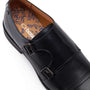 Base London DIABLO Mens Shoes Black top view showing buckle detail and inner lining design.
