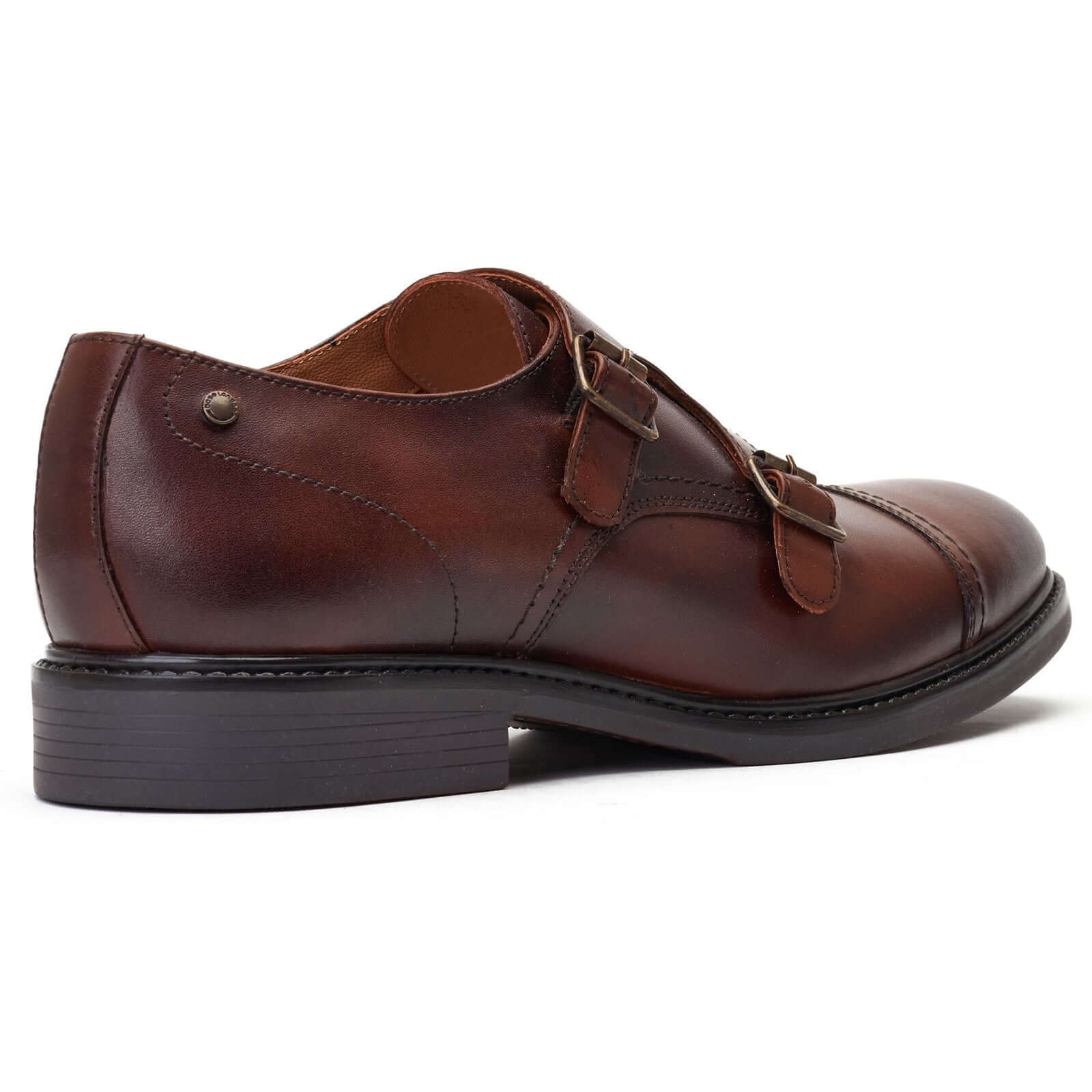 Base London DIABLO Mens Shoes Brown side view showcasing the suede/leather material and buckle fastening.